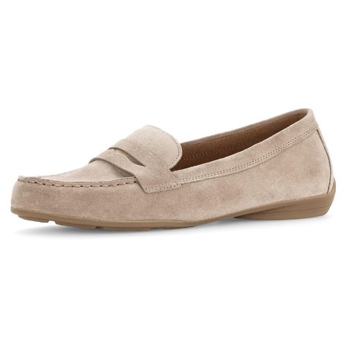 Mokassin GABOR, Damen, Gr. 37, beige, Veloursleder, unifarben, klassisch, Schuhe, Slipper, Bequemschuh, Flats mit Best Fitting-Ausstattung