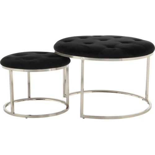 Kayoom Sitzhocker »Hocker Myla 2er-Set, praktisch ineinander schiebbar«, (Set, 2 St.), ineinander schiebbar, rund, gesteppt, mit Zierknöpfen