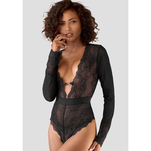 Body LASCANA Gr. 44, N-Gr, schwarz Damen Bodies aus transparenter Spitze, sexy Dessous