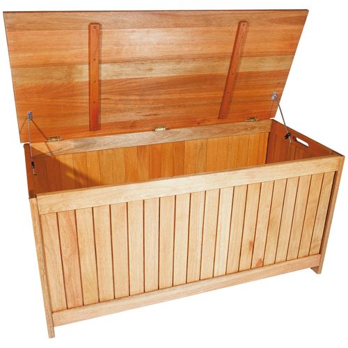 Auflagenbox MERXX, braun (holzfarben), B:125cm H:62cm T:56cm, Holz, Aufbewahrungsboxen, Eukalyptusholz