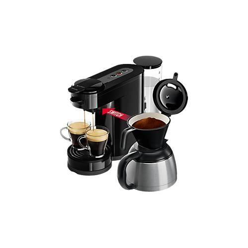 Pad- und Filterkaffeemaschine Senseo® Switch X2 HD7892/60, 2-in-1-Brühtechnologie, bis zu 7 Tassen, Thermo-Kanne, B 150 x T 400 x H 270 mm, Klavierlackschwarz