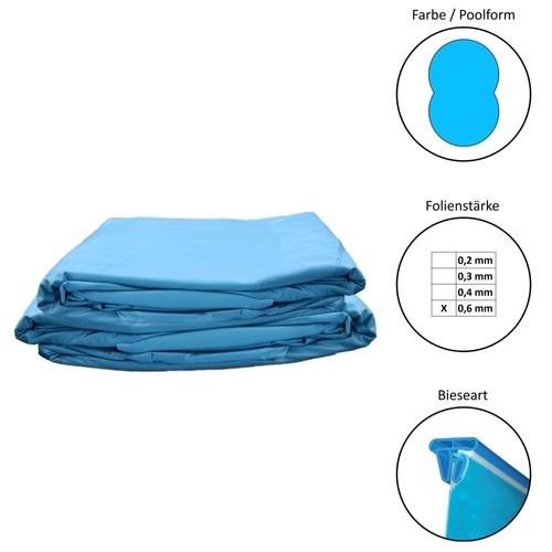 Poolfolie Ersatzfolie Achtformbecken 540x350x150cm - Dicke 0,6mm - Keilbiese - blau