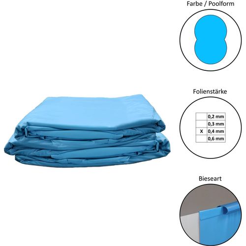 Pool Folie achtform 3,00m x 4,70m x 1,20m Folie 0,4mm blau Einhängebiese Pool Poolfolie Achtformpool / 300 x 470 x 120 cm Stahlwandpool Innenhülle Liner Auskleidung Achtformbecken
