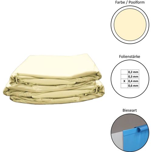 Poolfolie Ersatzfolie Rundbecken 400x110cm - Dicke 0,4mm - Einhängebiese - sandfarben