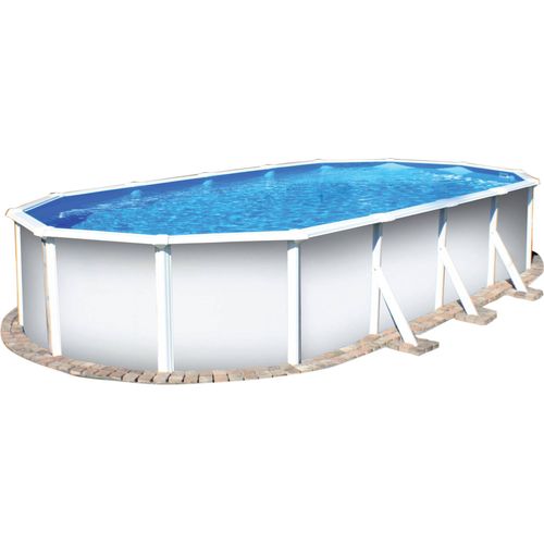 Stahlwandpool ovalform Classic 730x375x120 cm, Stahl 0,4 mm weiß, Folie 0,3 mm blau, overlap