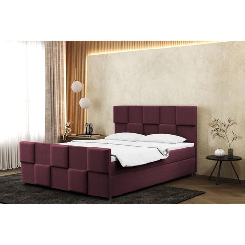 Kaiser Möbel Boxspringbett 180x200 cm mit bettkasten matratze und topper ZEPHYR Rotwein
