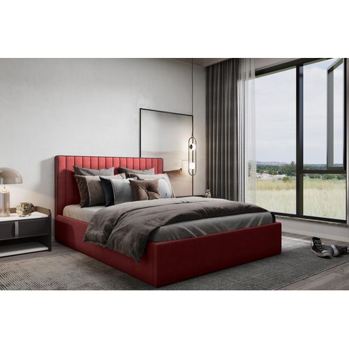Kaiser Möbel Polsterbett 180x200 mit bettkasten und Öffnung öffnen SYLT Rotwein