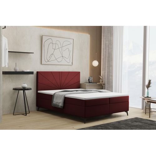 Kaiser Möbel Boxspringbett mit matratze und bettkasten, Schlafbett ROSA Rotwein 200x200cm