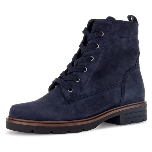 Schnürboots GABOR Gr. 38, blau (dunkelblau) Damen Schuhe Blockabsatz, Schnürstiefelette, praktischer Innenreißverschluss