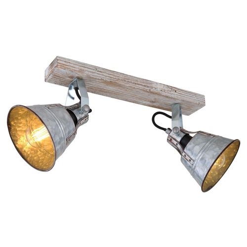 Lighting - GÜNTHER I - Strahler Holz weiß, 2x E27