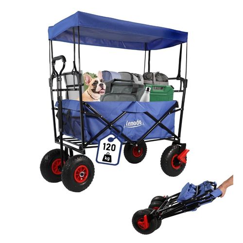 Bollerwagen faltbar mit Dach, blau