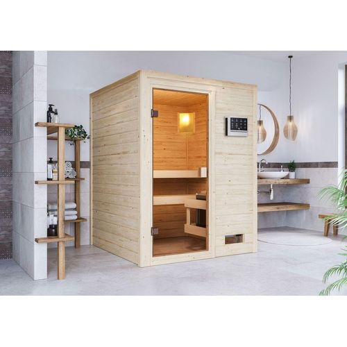 Sauna "Worpswede" SET naturbelassen mit Ofen 3,6 kW Bio ext. Strg.