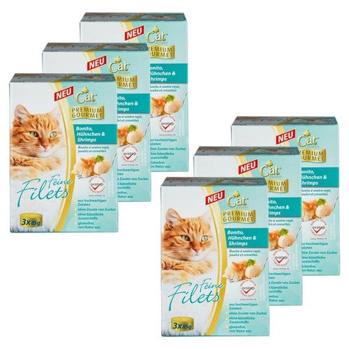 Feine Filets, Bonito, Hühnchen & Shrimps, 3 x 85 gr. - 6er Set