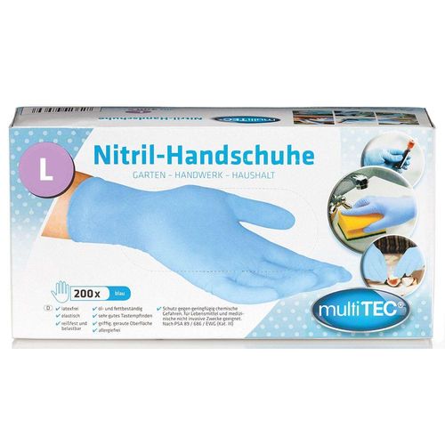 Nitril-Einweghandschuhe, Blau, Größe L - 200er Set