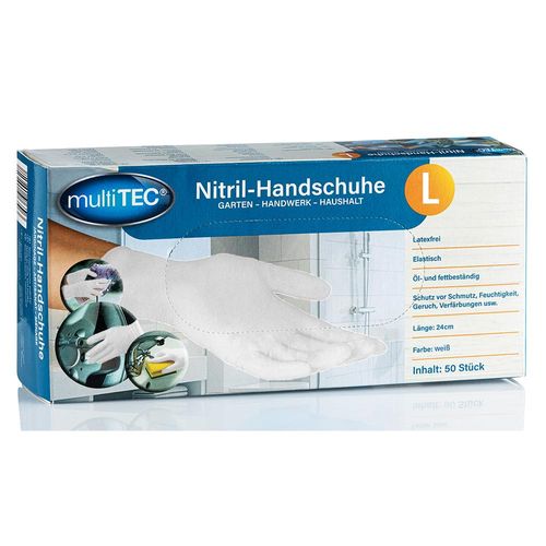 Nitril-Einweghandschuhe, Weiß, Größe L - 50er-Pack