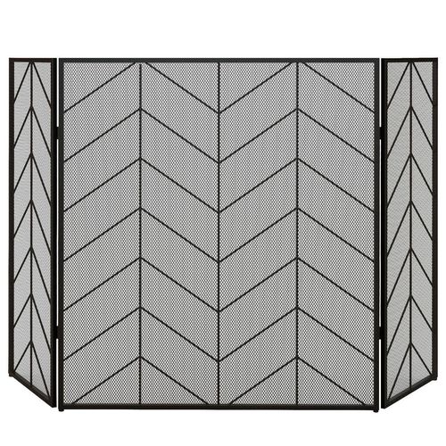 HOMCOM Kaminschutzgitter, Klappbares Kamingitter mit 3 Paneelen, 135 x 85 cm