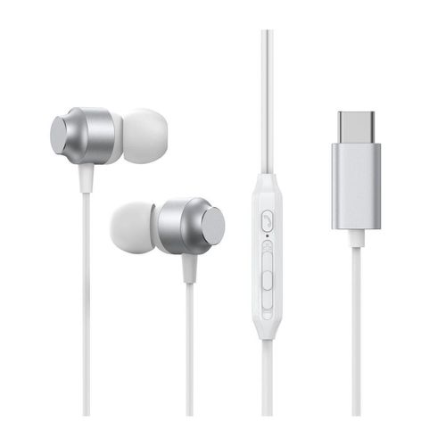 JR-EC06 USB-C Kabelkopfhörer In-Ear-Kopfhörer – Silber 1200 mm