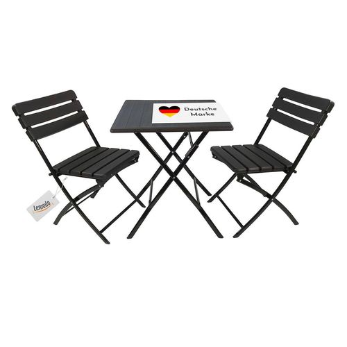 Klappbares Balkonmöbel Set 3-teilig, 2x Balkonstühle + 1x Balkontisch, Holzoptik