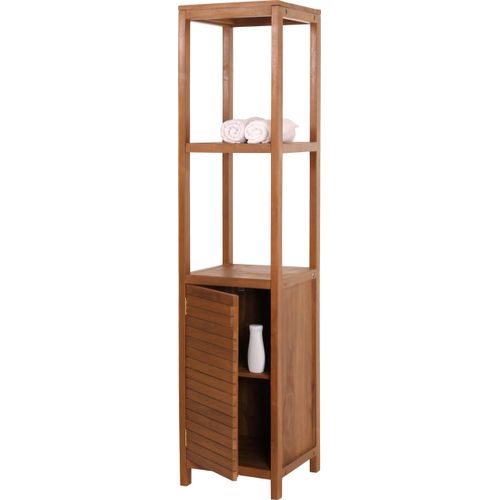 Teak-Regal MCW-M84, Badschrank Badregal Badezimmer, hochwertiges B-Grade-Teak (Kernholz, 20-30 Jahre), 180x40cm