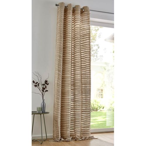 Gardine HEINE HOME Gr. 2, grau (taupe), B:140cm H:175cm, Baumwolle, Polyester, Gardinen