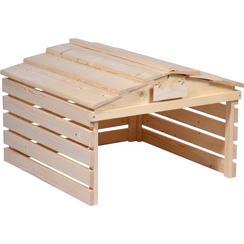 Mähroboter-Garage DOBAR, beige (natur), B:78,5cm H:52,5cm T:74cm, Holz, Mähroboterstationen, mit abnehmbarem Dach, Fichte, natur