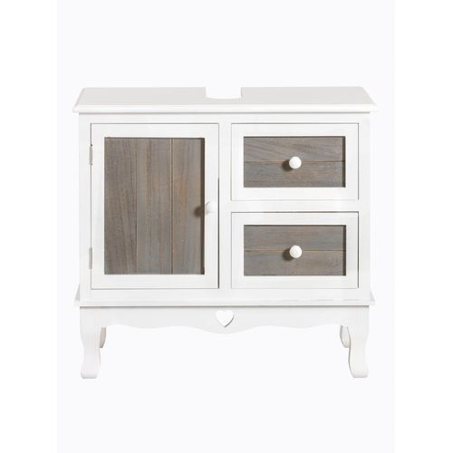 Waschbeckenunterschrank HEINE HOME, grau (weiß, grau), B:65cm H:60cm T:30cm, MDF, Schränke