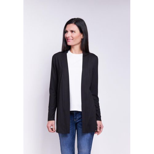 Kurzjacke SEIDEL MODEN, Damen, Gr. 50, schwarz, Stoff, Obermaterial: 95% Viskose, 5% Elasthan, unifarben, casual, normal hüftbedeckend, Rundhals, Langarm abgesteppt, Jacken, ohne Verschluss, MADE IN GERMANY