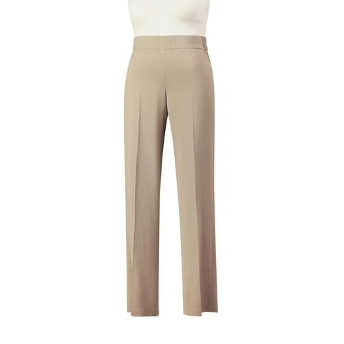 Bundfaltenhose, Damen, Gr. 46, N-Gr, grau (taupe), Stoff, Obermaterial: 97% Polyester, 3% Elasthan, HERMANN LANGE COLLECTION, unifarben, casual, normal, Hosen, mit elastischem Bund