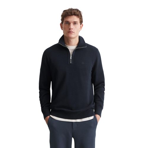 Troyer MARC O'POLO, Herren, Gr. XL, blau (schwarz navy), Strick, Obermaterial: 100% Baumwolle, casual, regular fit, Langarm Rippbündchen, Pullover, mit feiner, elastischer Struktur