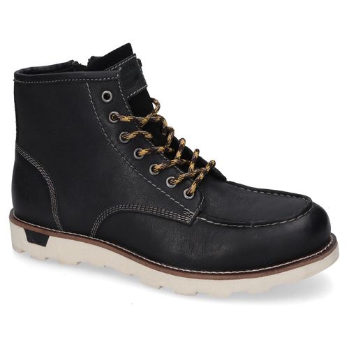 Schnürboots DOCKERS BY GERLI, Herren, Gr. 41, schwarz, Leder, Basic, Schuhe, Boots, Freizeitschuh mit gepolsterter Innensohle