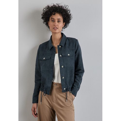 Cordjacke STREET ONE, Damen, Gr. 40, grün (cool vintage grün), Stoff, 100% Polyester, unifarben, casual, normal normal, V-Ausschnitt, Langarm Manschette, Jacken, mit Brusttaschen