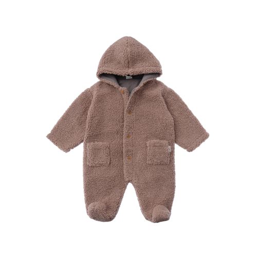 Overall LILIPUT, Mädchen, Gr. 62/68, EURO-Größen, braun, 100% Polyester, ohne Ausschnitt, Overalls Overall, mit Kapuze und Füßchen