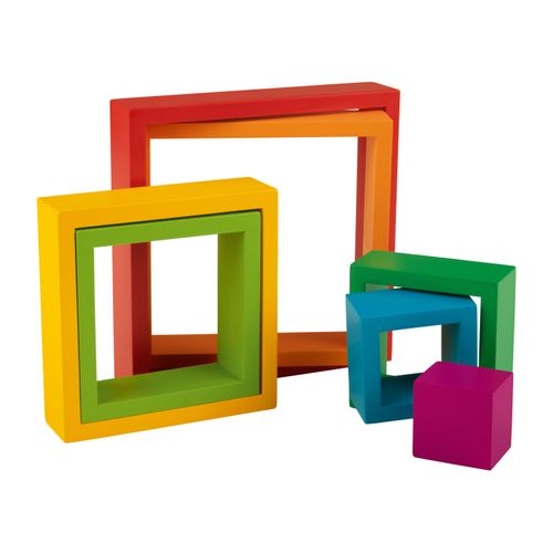 Playtive Holz Regenbogen Montessori (Regenbogen-Stapelquadrate)