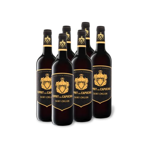 6 x 0,75-l-Flasche Weinpaket Esprit des Capucins Saint-Émilion AOP trocken, Rotwein