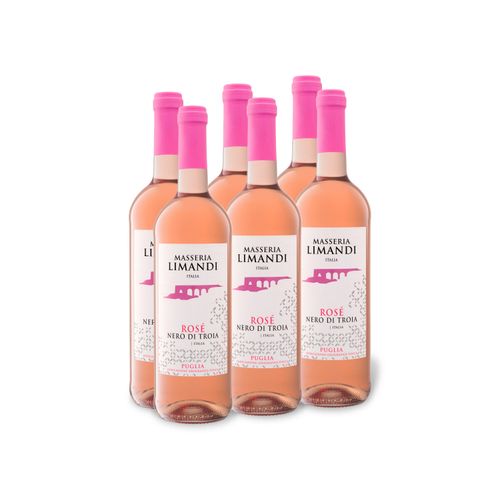 6 x 0,75-l-Flasche Weinpaket Masseria Limandi Nero di Troia rosé IGT trocken, Roséwein