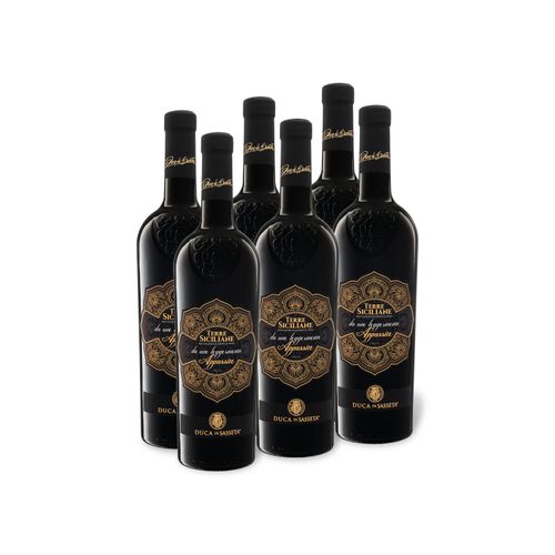 6 x 0,75-l-Flasche Weinpaket Duca di Sasseta Terre Siciliane IGT halbtrocken, Rotwein