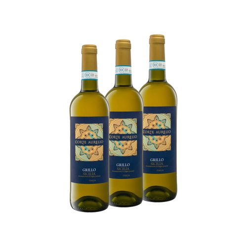 3 x 0,75-l-Flasche Weinpaket Grillo Sicilia DOP trocken, Weißwein