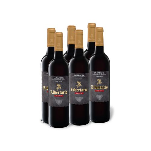 6 x 0,75-l-Flasche Weinpaket Libertario Reserva La Mancha DO trocken, Rotwein