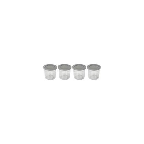 CREAMi Dessert-Behälter mit grauen Deckeln transparent/grau, 4 Stück