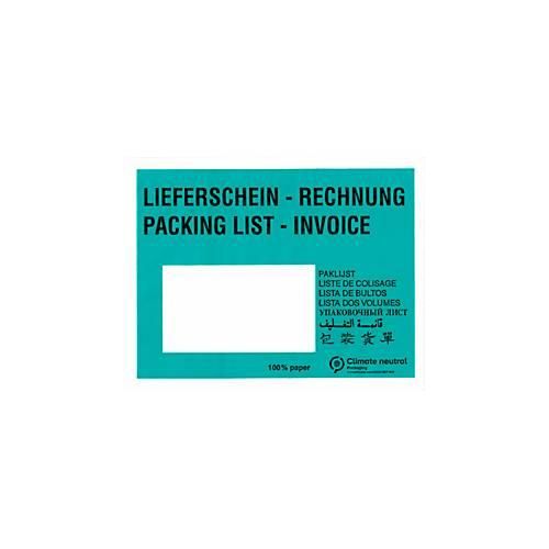 Papier-Dokumententasche/Lieferscheintasche SecurePack, C6, Fenster links, mit Aufdruck, selbstklebend, 100 % recycelbares Pergaminpapier, grün, 250 Stück