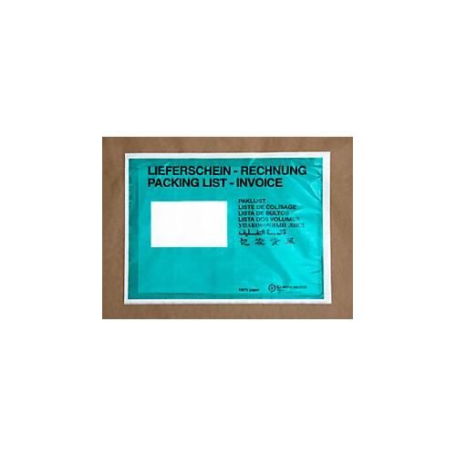 Papier-Dokumententasche/Lieferscheintasche SecurePack, C5, Fenster links, mit Aufdruck, selbstklebend, 100 % recycelbares Pergaminpapier, grün, 250 Stück