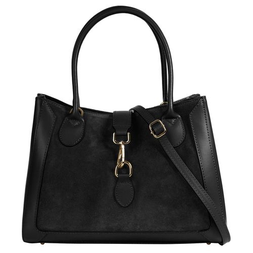 Shopper SAMANTHA LOOK, Damen, Gr. B/H/T: 34cm x 27cm x 15cm onesize, schwarz, Leder, clean, Taschen, echt Leder, Made in Italy