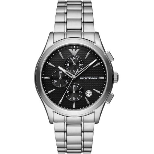 Chronograph EMPORIO ARMANI, silber (silberfarben), Armbanduhren, Herren, Quarzuhr, Armbanduhr, Herrenuhr, Stoppfunktion, Edelstahlarmband