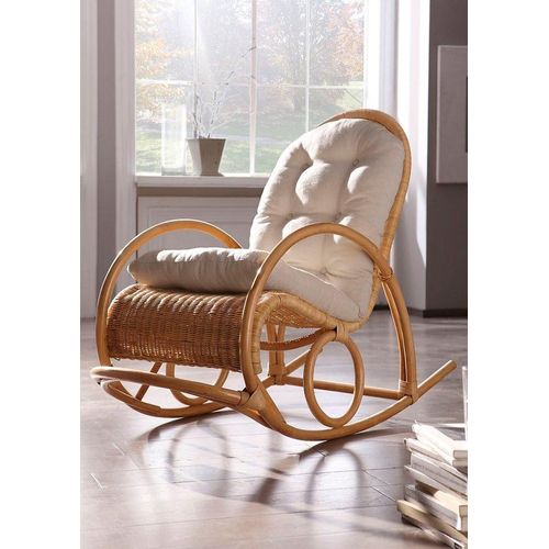 Schaukelstuhl HOME AFFAIRE, beige (natur), B:60cm H:100cm T:116cm, Rattan, Stühle