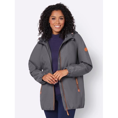 Langjacke CASUAL LOOKS, Damen, Gr. 46, grau (anthrazit), 100% Polyester, unifarben, Langarm, Jacken