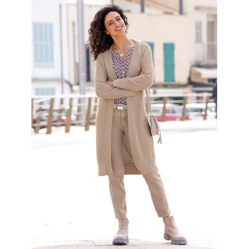 Strickjacke INSPIRATIONEN, Damen, Gr. 38, beige (sesam), 50% Baumwolle, 50% Polyacryl, unifarben, Langarm, Strickjacken