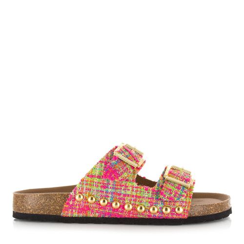 DWRS Label Dwrs malibu tweed | pink slippers met gesp dames