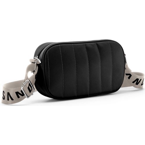 Umhängetasche ELBSAND, Damen, Gr. B/H/T: 20,5cm x 12cm x 6cm, schwarz, Polyester, unifarben, Taschen, Handtasche mit Steppung VEGAN