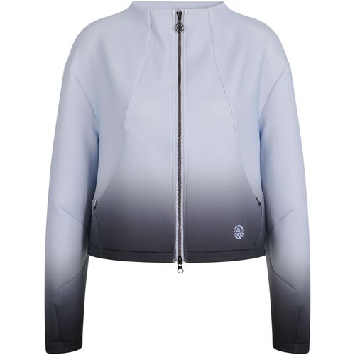 Kurzjacke SPORTALM KITZBÜHEL, Damen, Gr. 40, blau (soft sky), Sweatware, Obermaterial: 84% Polyester, 16% Elasthan, mehrfarbig, gemustert, modisch, Langarm, Jacken, mit Farbverlauf