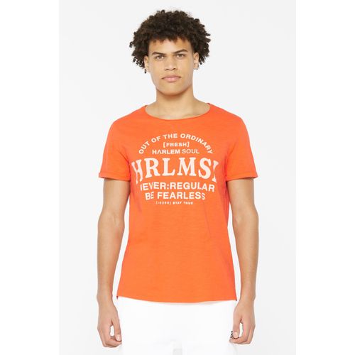 Rundhalsshirt HARLEM SOUL, Herren, Gr. M, orange, Material: 100% Baumwolle, bedruckt, casual, lässig geschnitten normal, Kurzarm eingesetzt gerader Abschluss, Shirts, aus Bio-Baumwolle